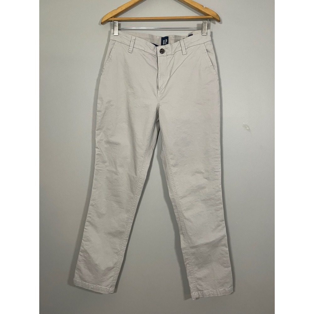 Gap Relaxed Girlfriend Pants Women 6 Light Gray Excellent Chino Stretch Tapered